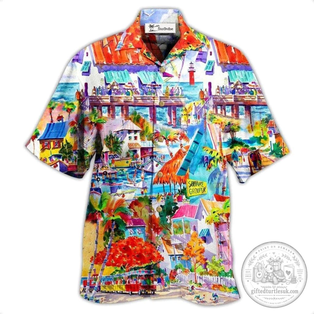 Tropical Beach Town Watercolor Hawaiian Shirt for Summer Vacation 30 Tropical Beach Town Watercolor Hawaiian Shirt for Summer Vacation