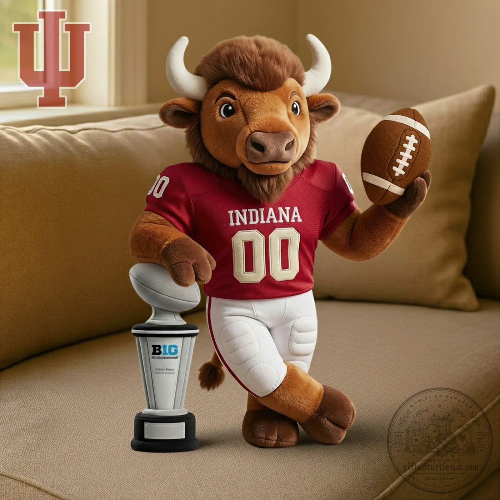 Indiana Hoosiers Football Mascot Plush Pillow Big Ten Conference