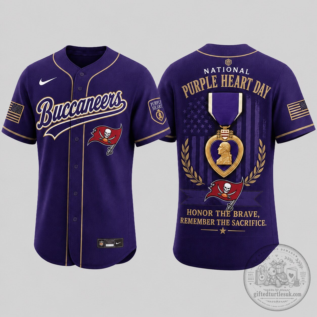 Tampa Bay Buccaneers National Purple Heart Day Premium Baseball Jersey