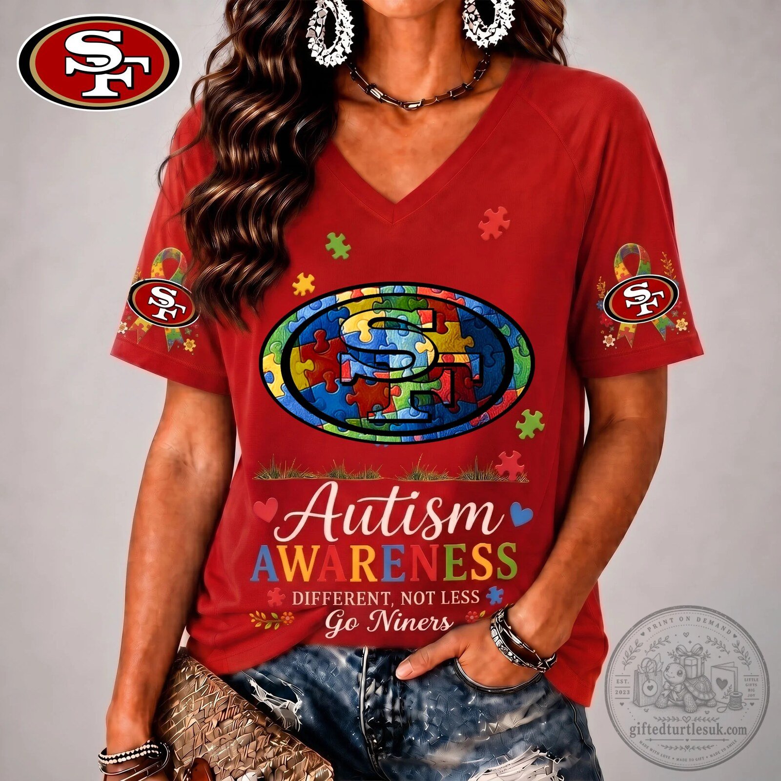 San Francisco 49ers Autism Awareness Different Not Less Go Niners T-Shirt