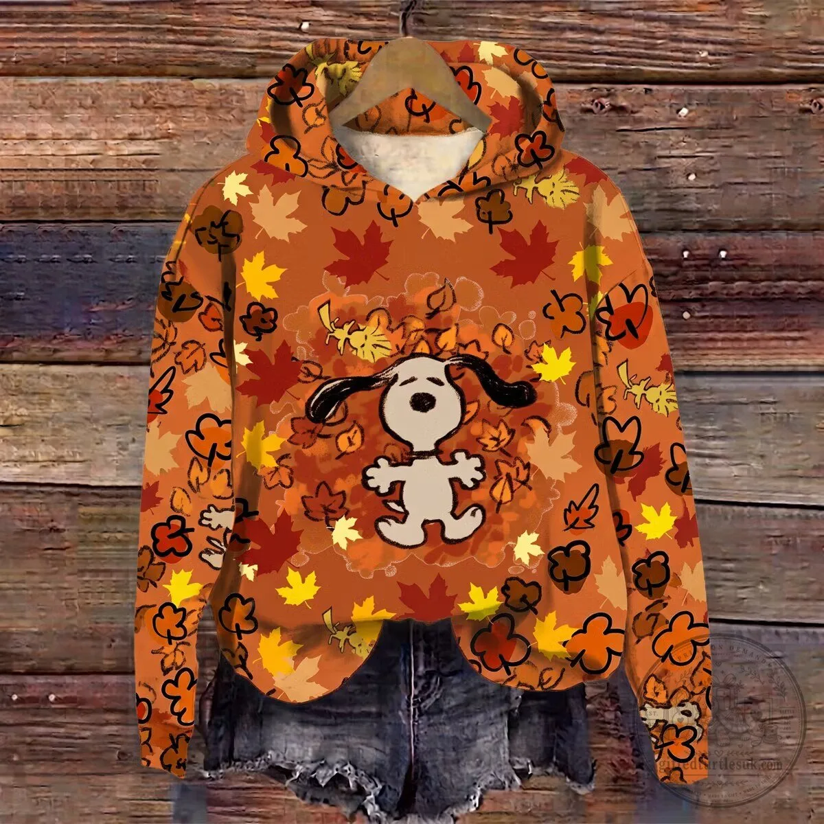 Snoopy Autumn Leaves Fall Season Graphic Print Hoodie for Women