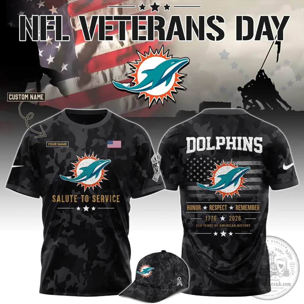 Miami Dolphins NFL Veterans Day Salute To Service American Flag T-Shirt Miami Dolphins NFL Veterans Day Salute To Service American Flag T-Shirt