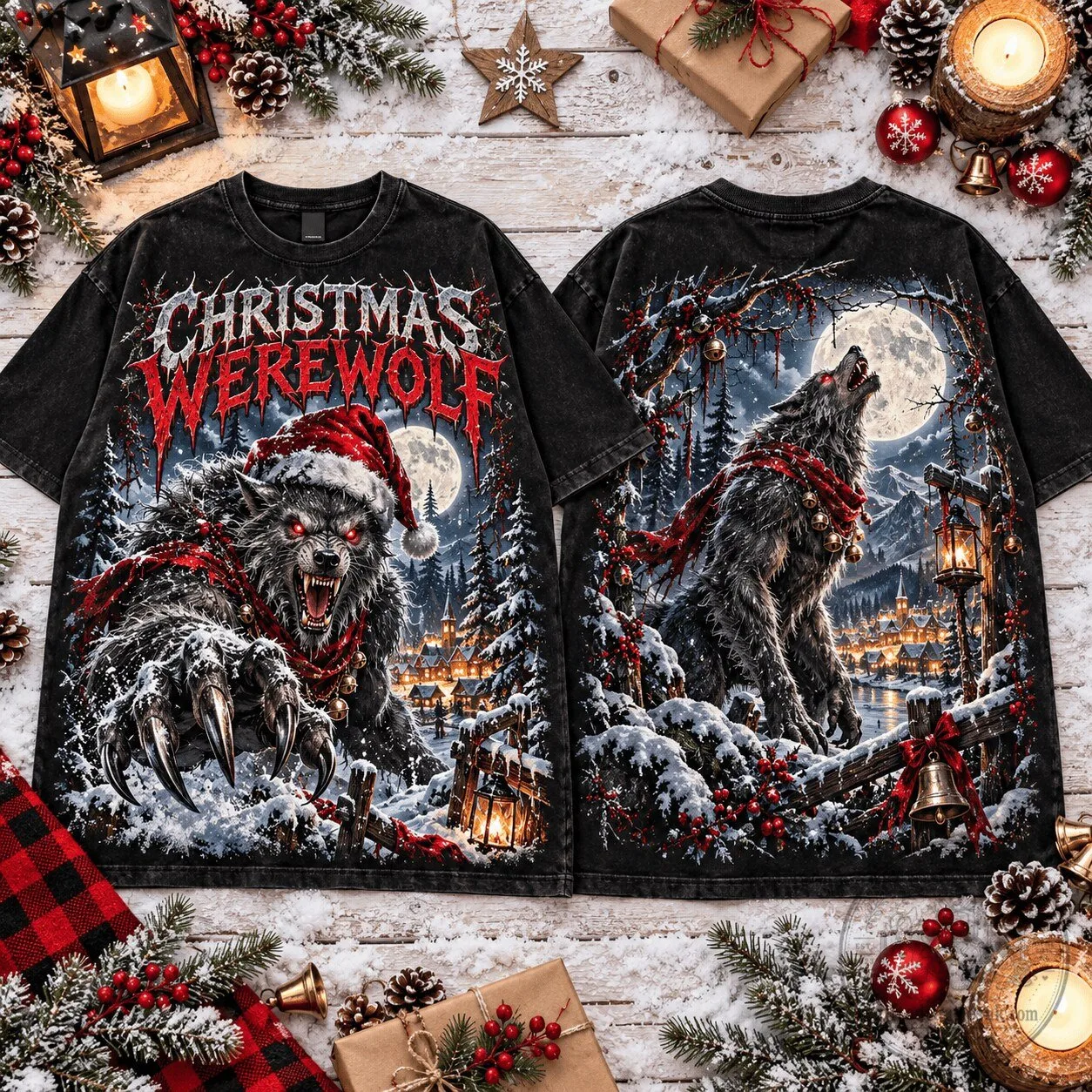 Christmas Werewolf Full Moon Horror Winter Holiday T-Shirt