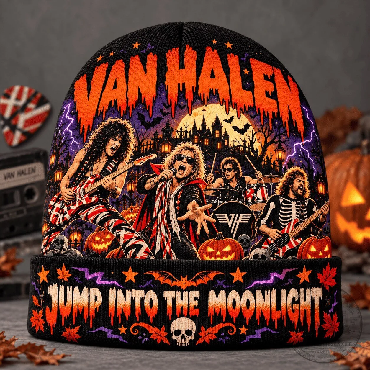 Van Halen Jump Into The Moonlight Halloween Knit Beanie