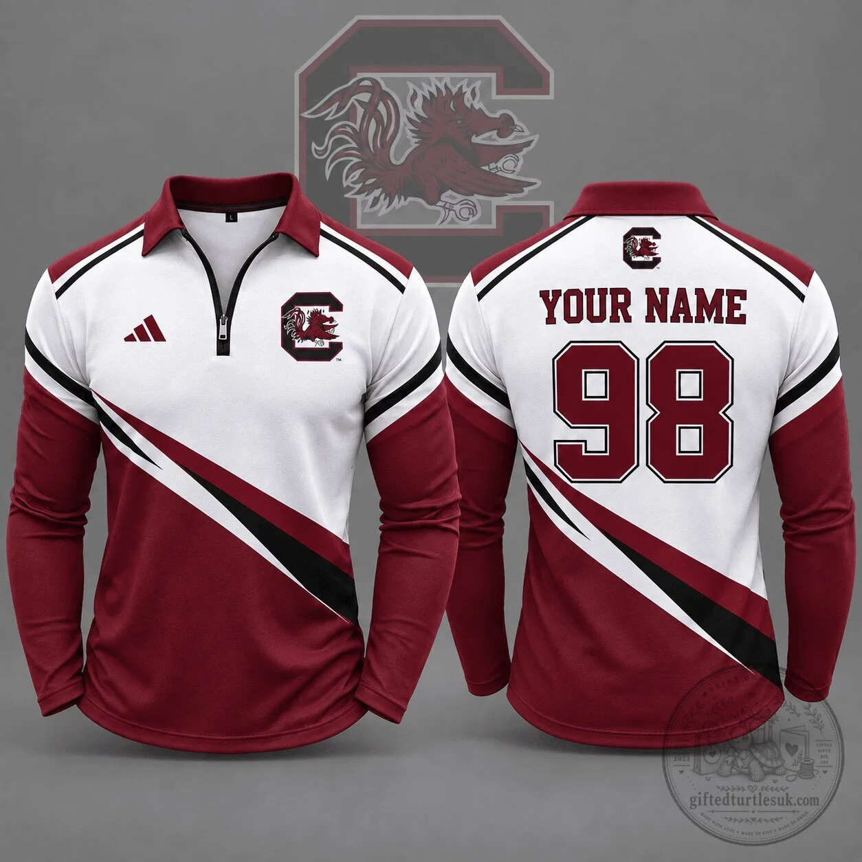 South Carolina Gamecocks Personalized Elite Motion Quarter Zip Long Sleeve Polo Shirt