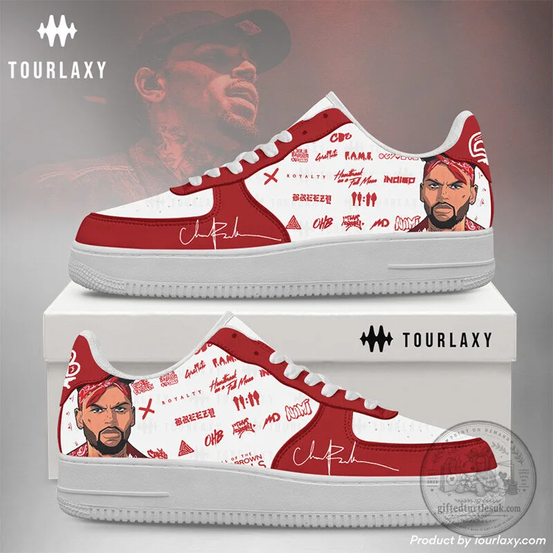 Chris Brown Signature Red and White Graphic Print Fashion Sneakers