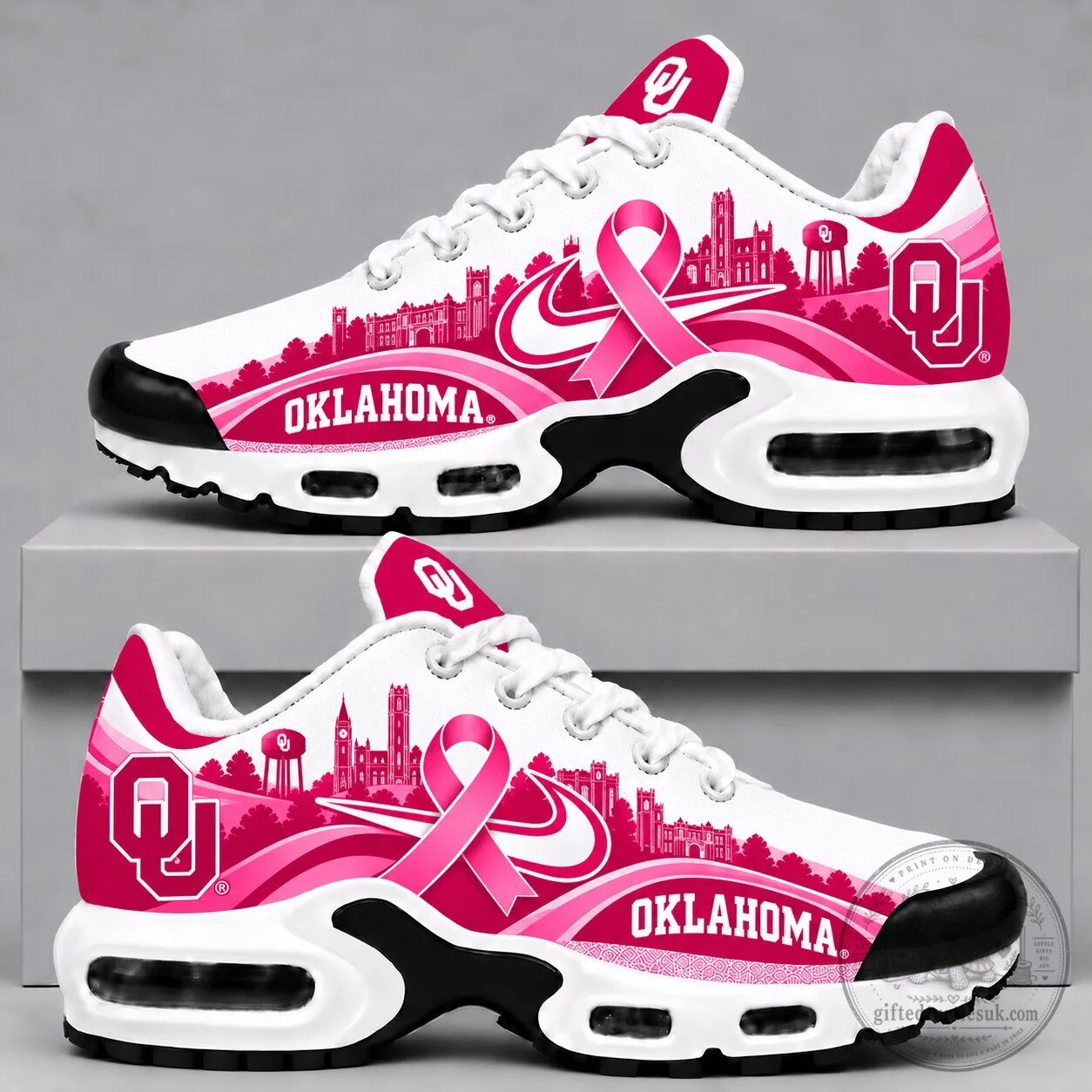 Oklahoma Sooners Pink Ribbon Breast Cancer Awareness Air Max Shoes