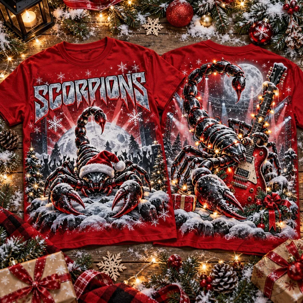 Scorpions Christmas Rock Band Scorpion Santa Hat Holiday T-Shirt Scorpions Christmas Rock Band Scorpion Santa Hat Holiday T-Shirt