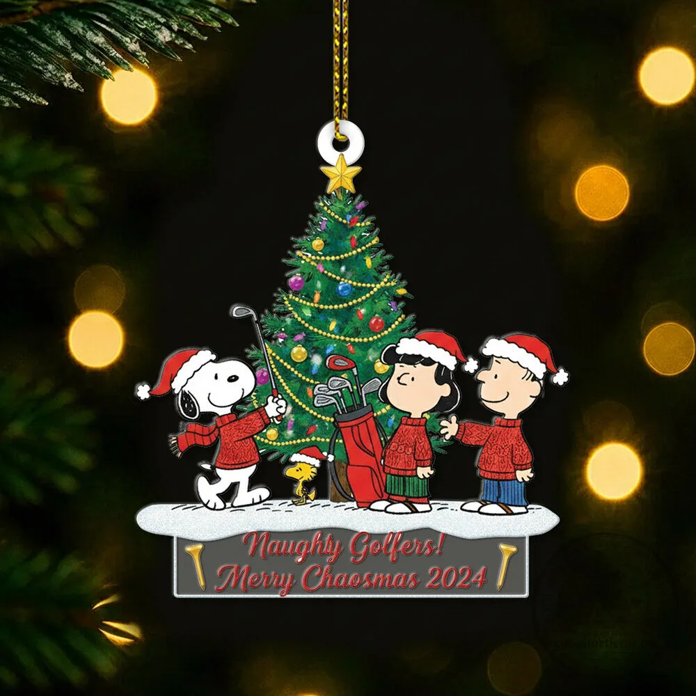 2024 Christmas Tree Ornament Featuring Snoopy and Naughty Golfers for Merry Chaosmas