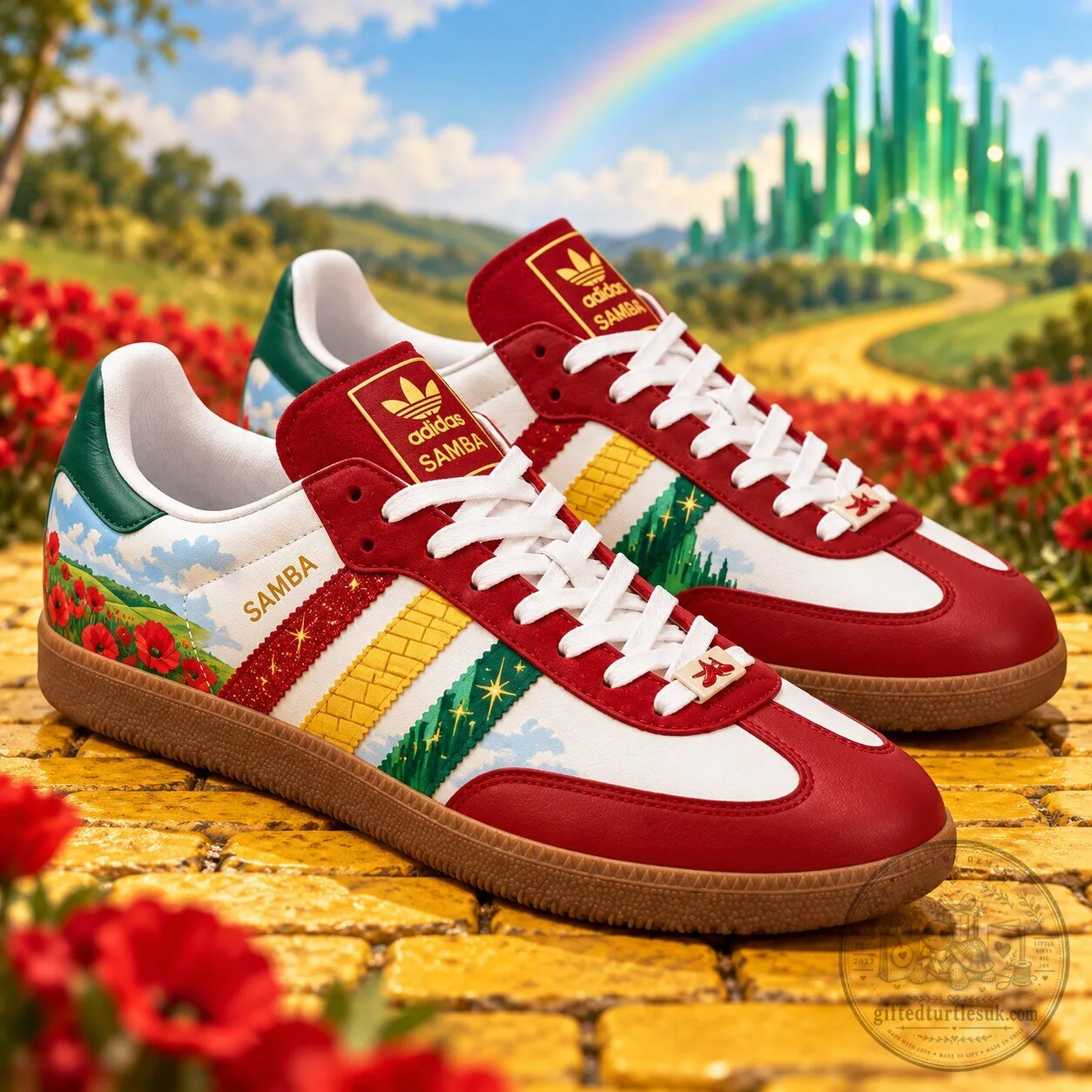 Wizard Of Oz Ruby Slippers Yellow Brick Road Adidas Samba Shoes