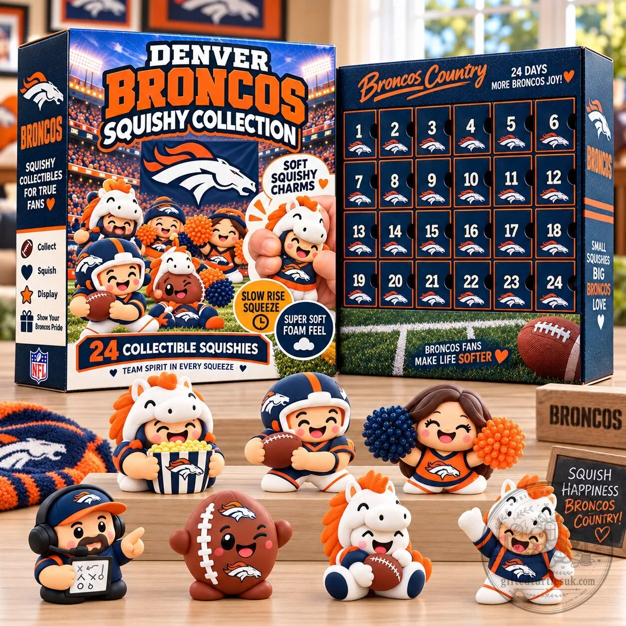 Denver Broncos Squishy Collection Advent Calendar with 24 Collectible Squishies 1 Denver Broncos Squishy Collection Advent Calendar with 24 Collectible Squishies
