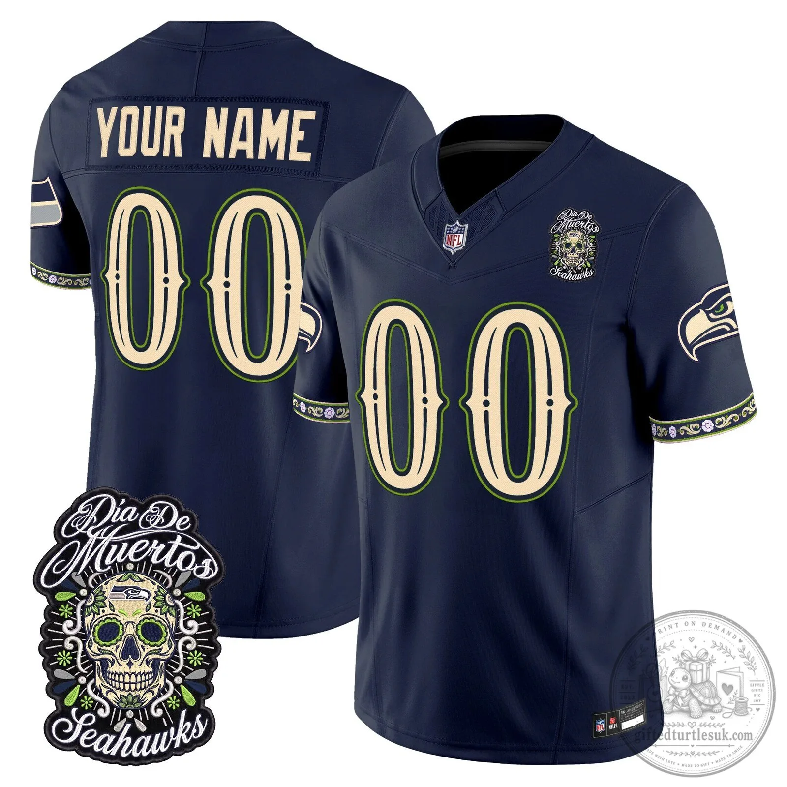 Seattle Seahawks Day of the Dead Limited Edition Custom Football Jersey