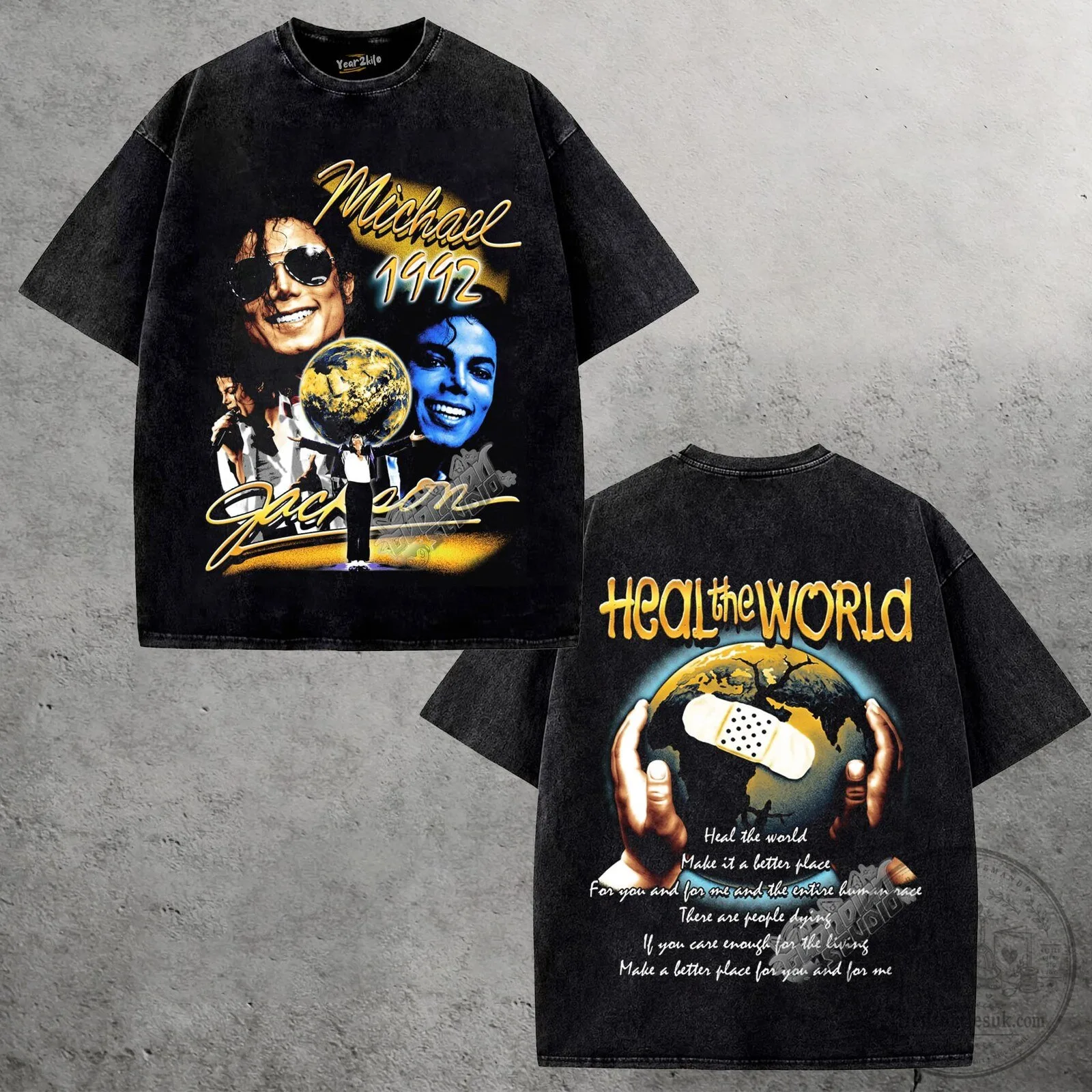 Michael Jackson Heal The World 1992 Vintage Style Black T-Shirt
