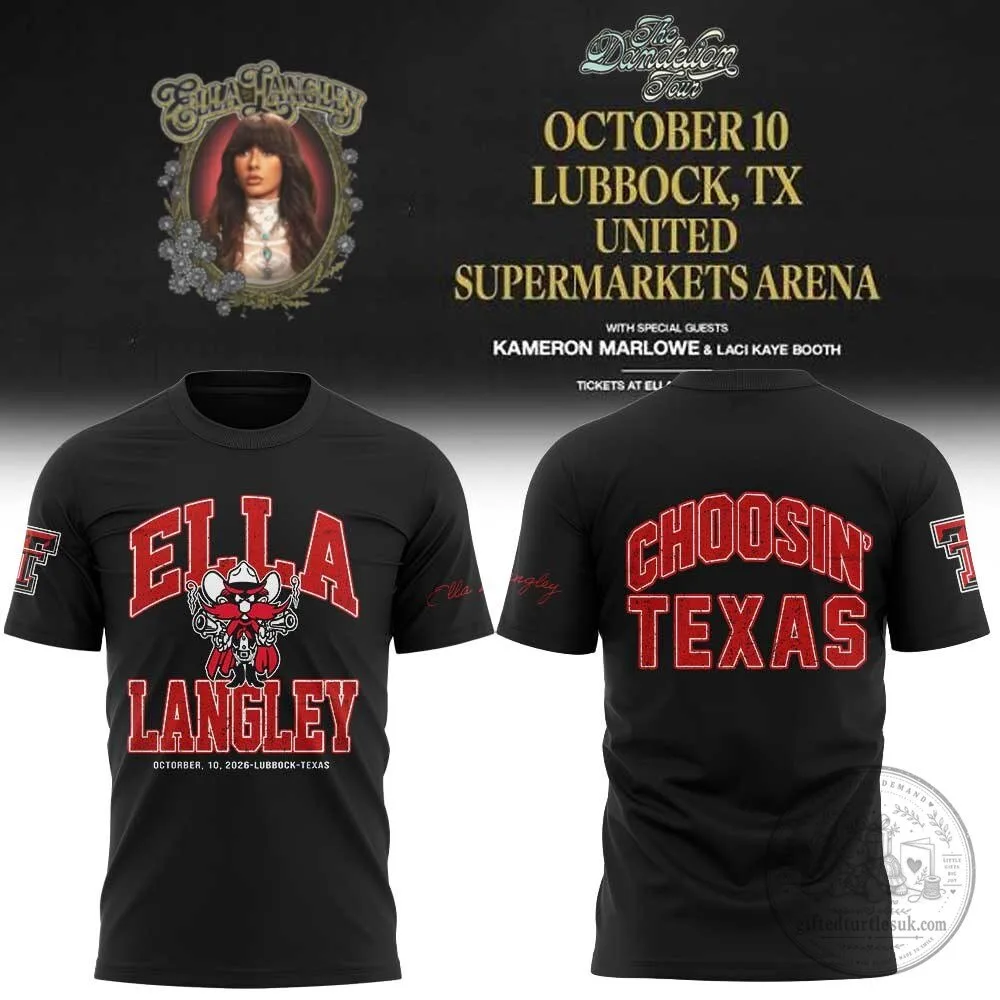 Ella Langley The Dandelion Tour 2026 Lubbock Texas Tech Red Raiders T-Shirt