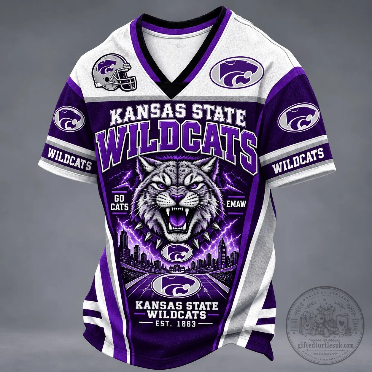 Kansas State Wildcats NCAA Mascot Spirit V-Neck Football Jersey