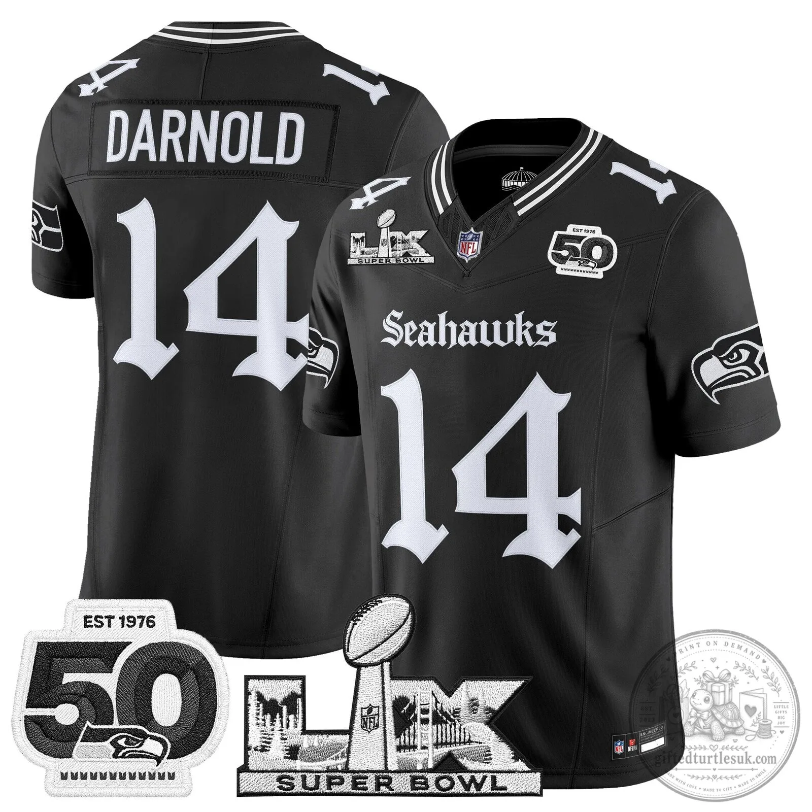 Seattle Seahawks Super Bowl LIX 50th Anniversary Sam Darnold Football Jersey