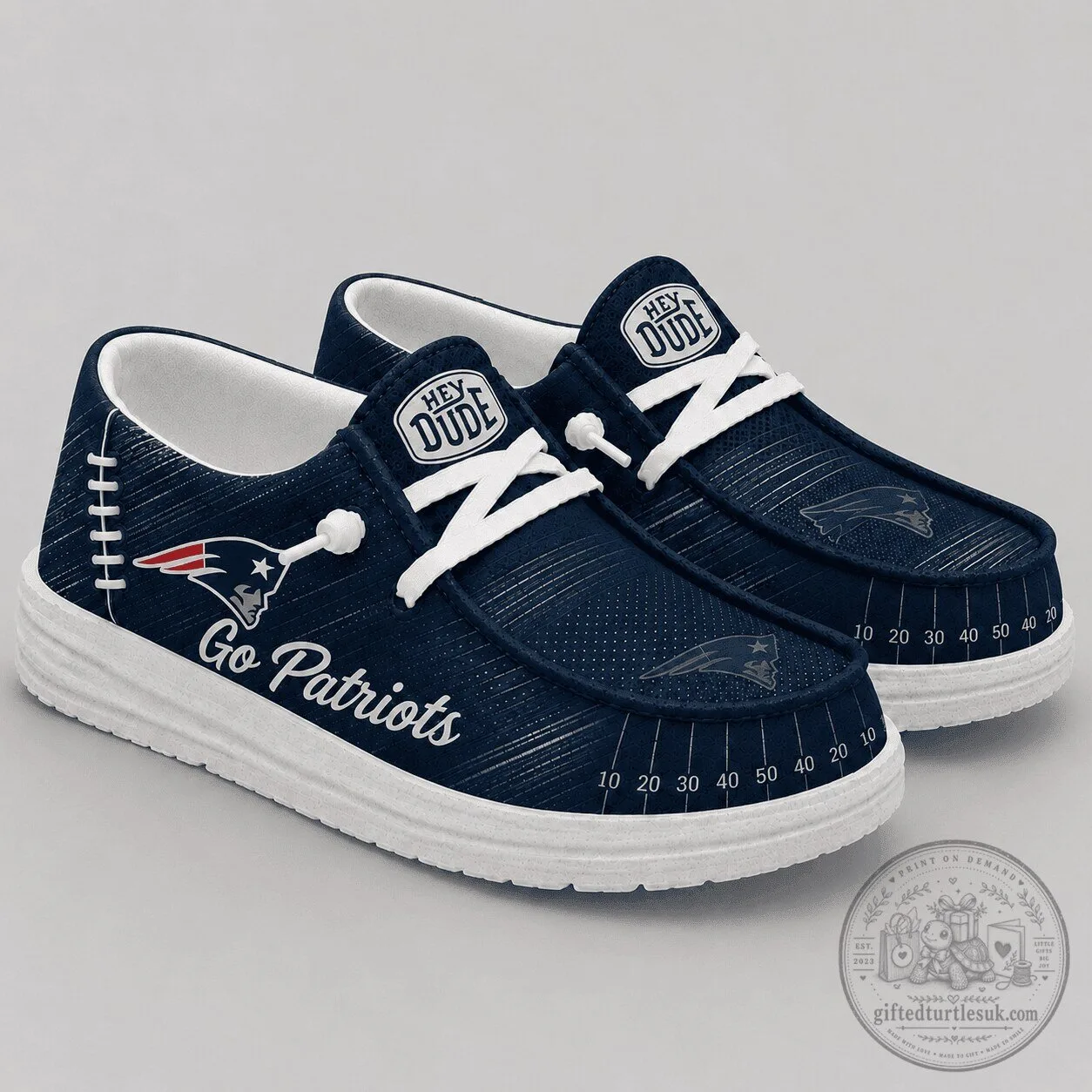 New England Patriots Football Field Design Comfortable Casual Shoes
