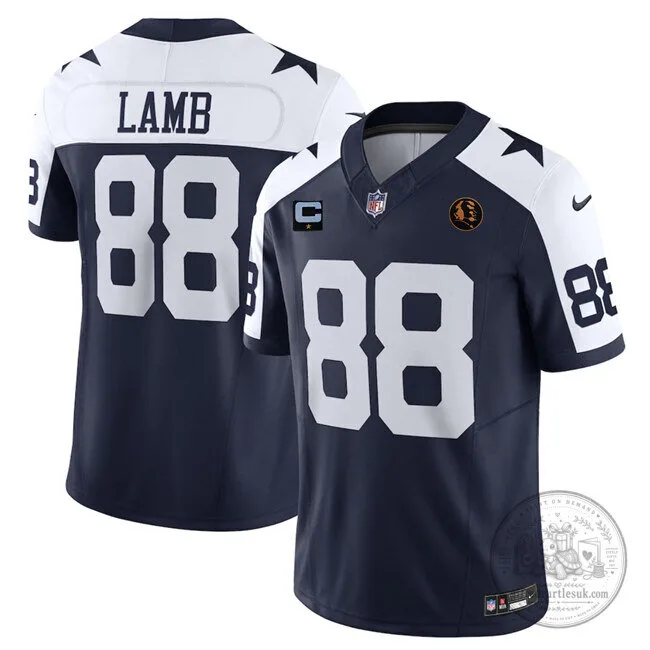 Dallas Cowboys Football CeeDee Lamb Navy Blue Number 88 Stitched Football Jersey