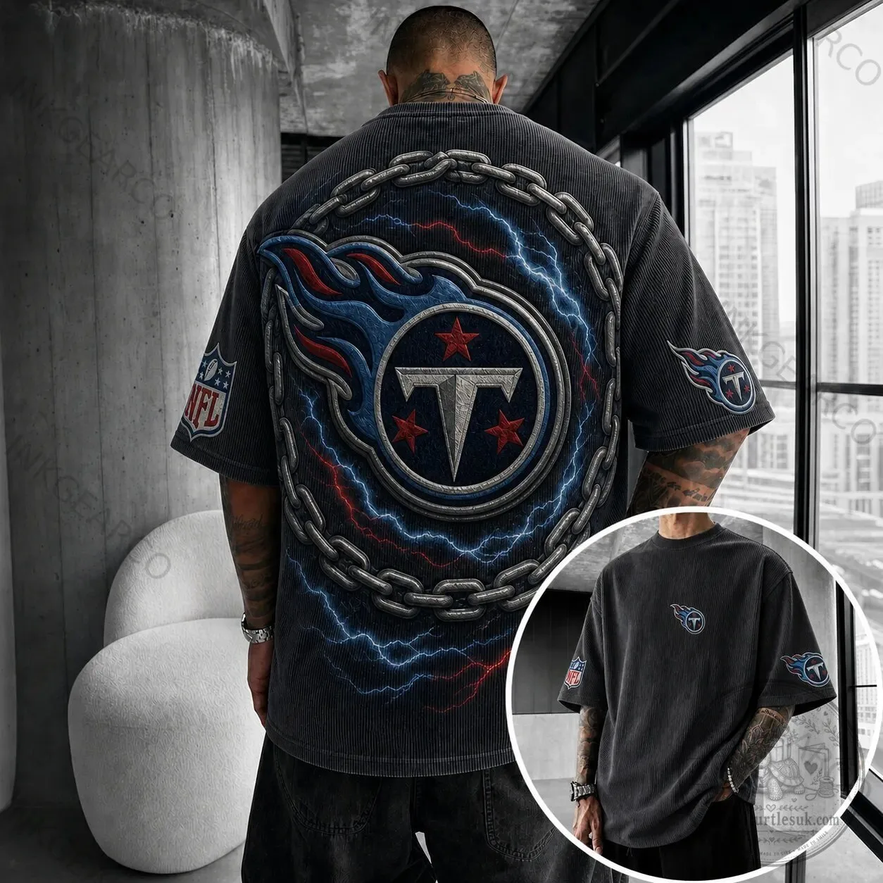 Tennessee Titans NFL Football Team Logo Lightning Bolt T-Shirt 2 Tennessee Titans NFL Football Team Logo Lightning Bolt T-Shirt