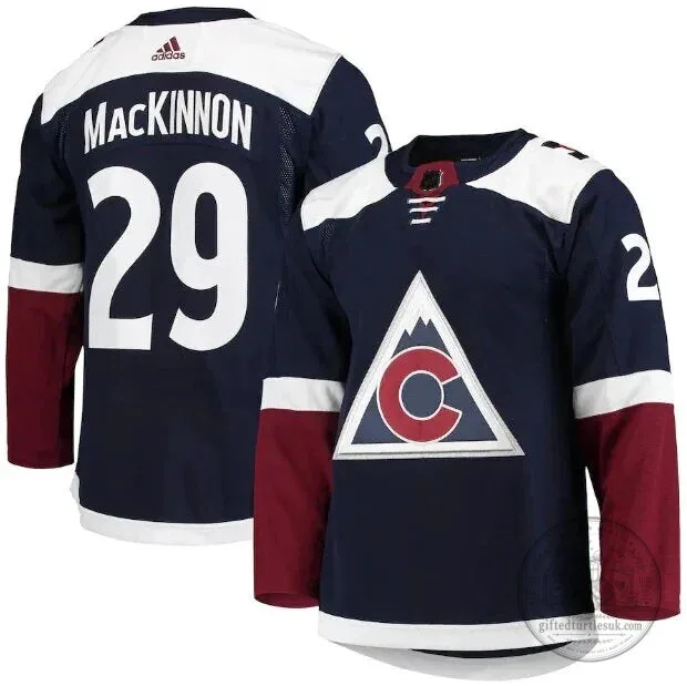 Nathan MacKinnon Colorado Avalanche Navy Blue and Burgundy Hockey Jersey