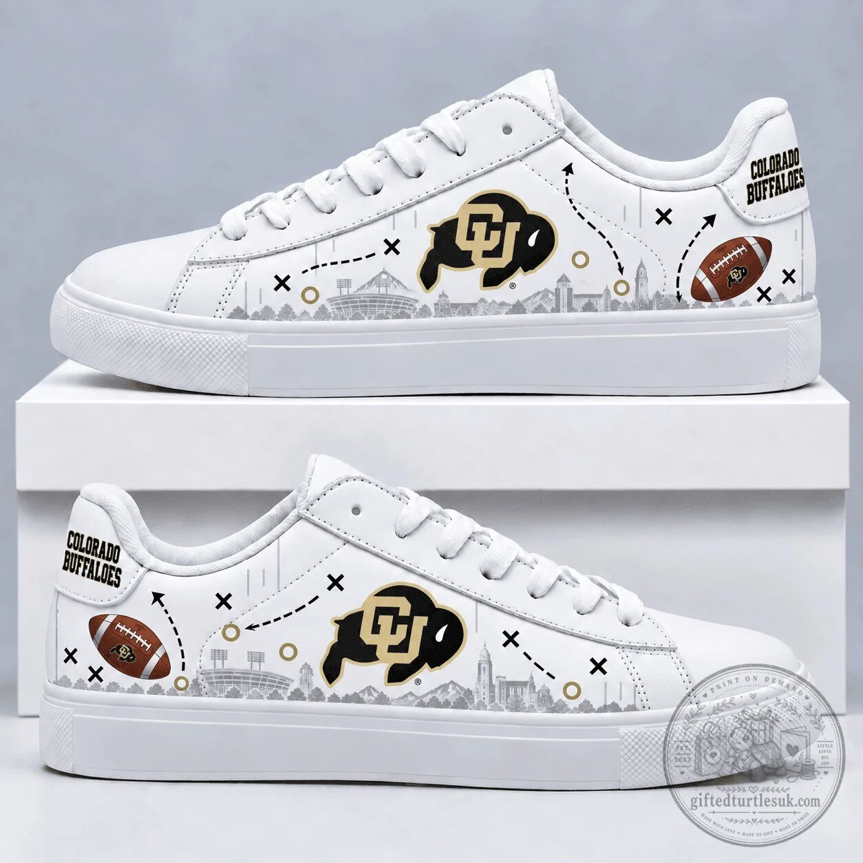 Colorado Buffaloes Football Team White Low-Top Sneakers