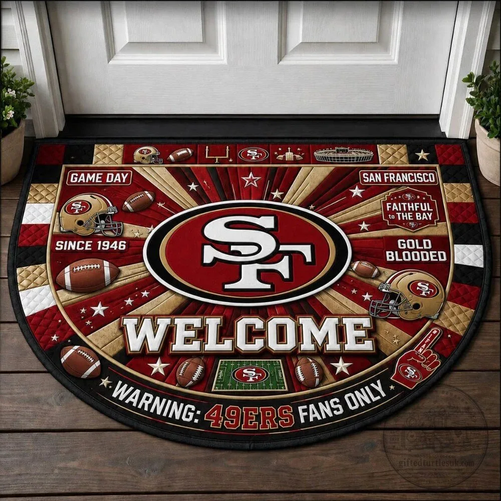 San Francisco 49ers Game Day Welcome Mat - Personalized NFL Football Doormat