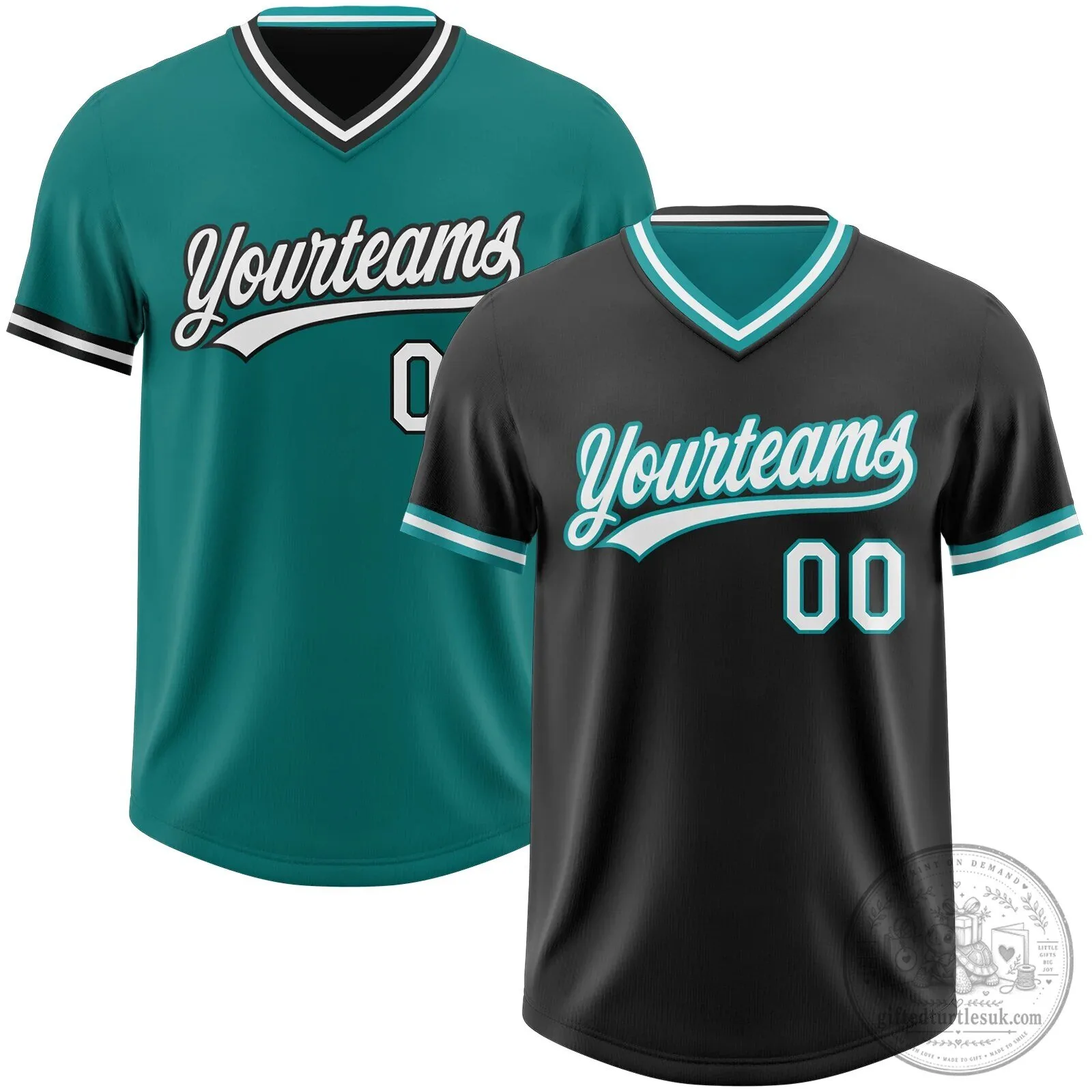 Custom Reversible Teal Black Baseball Jersey Shirt
