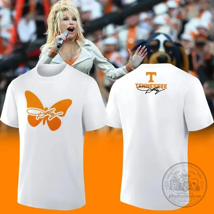 Dolly Parton Tennessee Football Butterfly Logo White T-Shirt