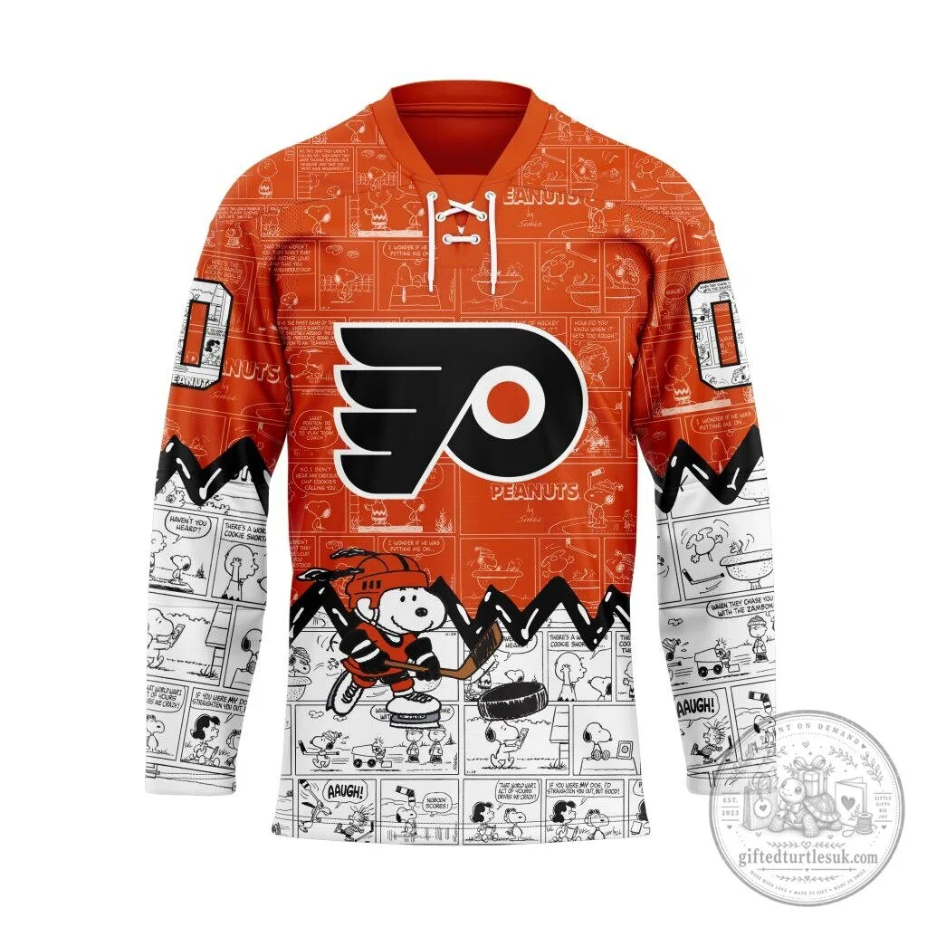 Philadelphia Flyers Snoopy Peanuts Comic Strip Hockey Jersey