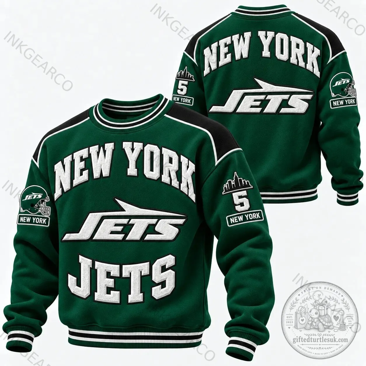 New York Jets Football Team Green Crewneck Sweatshirt