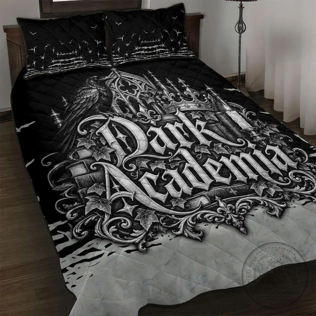 Dark Academia Gothic Raven Quilted Bedding Set
