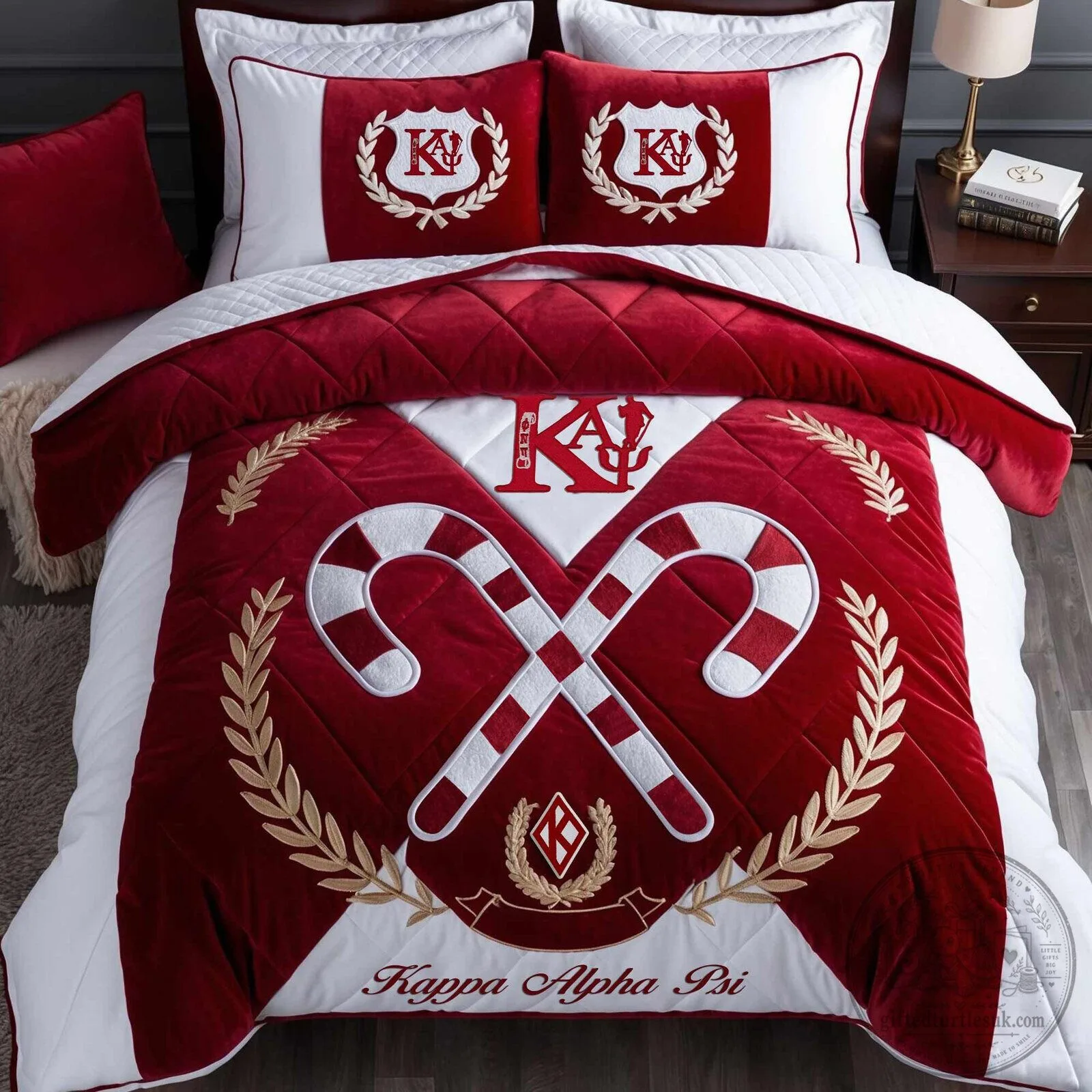 Kappa Alpha Psi Fraternity Candy Cane Christmas Quilted Bedding Set
