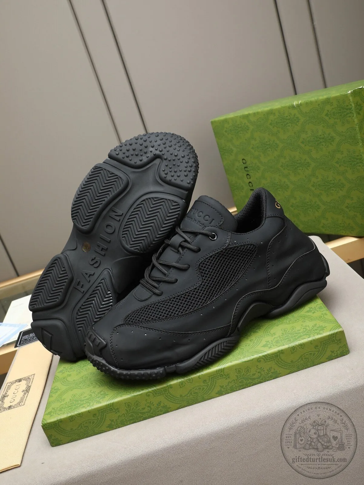 Gucci Black Mesh and Leather Low-Top Sneakers for Men and Women 11 Gucci Black Mesh and Leather Low-Top Sneakers for Men and Women