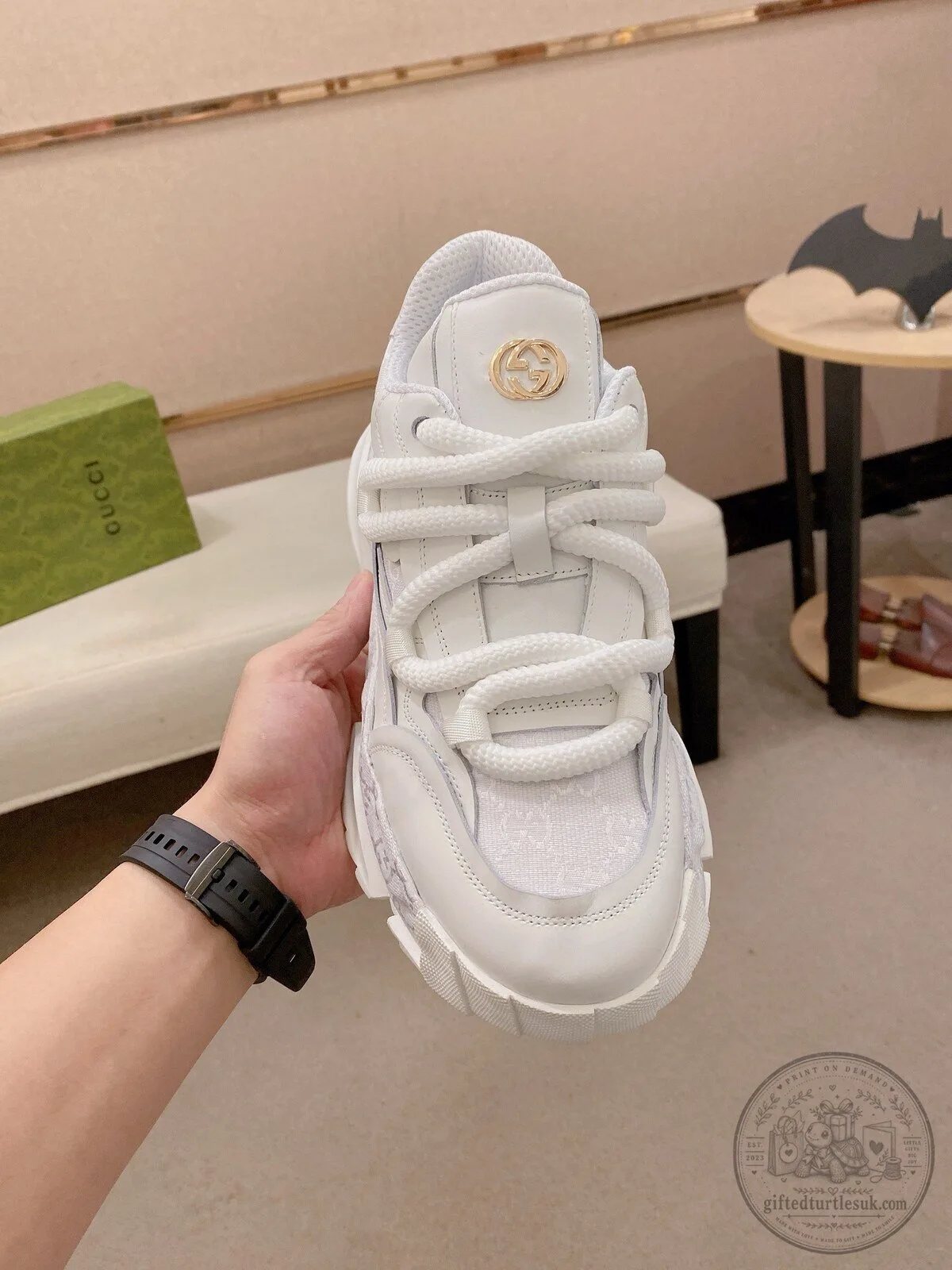 Gucci White Leather Chunky Platform Sneakers for Women