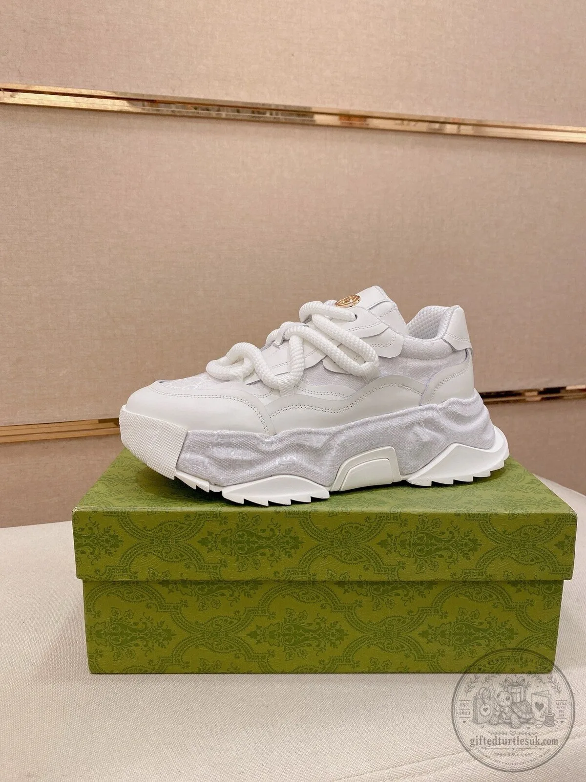 Gucci White Leather Chunky Platform Sneakers for Women 9 Gucci White Leather Chunky Platform Sneakers for Women