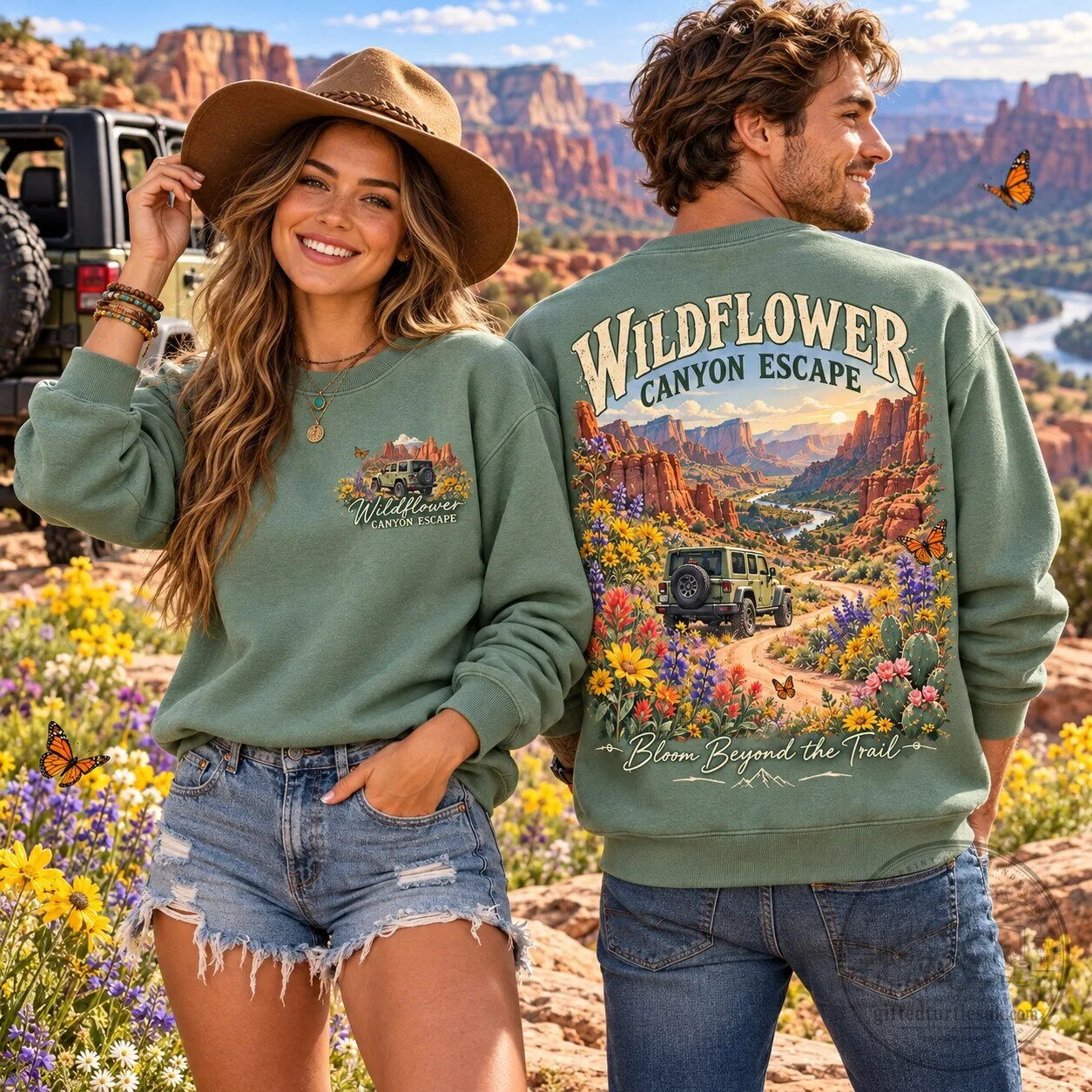 Wildflower Canyon Escape Desert Landscape Bloom Beyond The Trail Sweatshirt