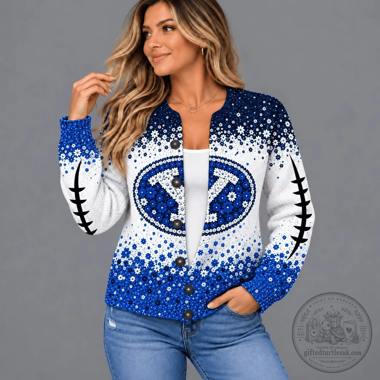 Brigham Young Cougars NCAA Floral Heritage Button-Up Cardigan Sweater
