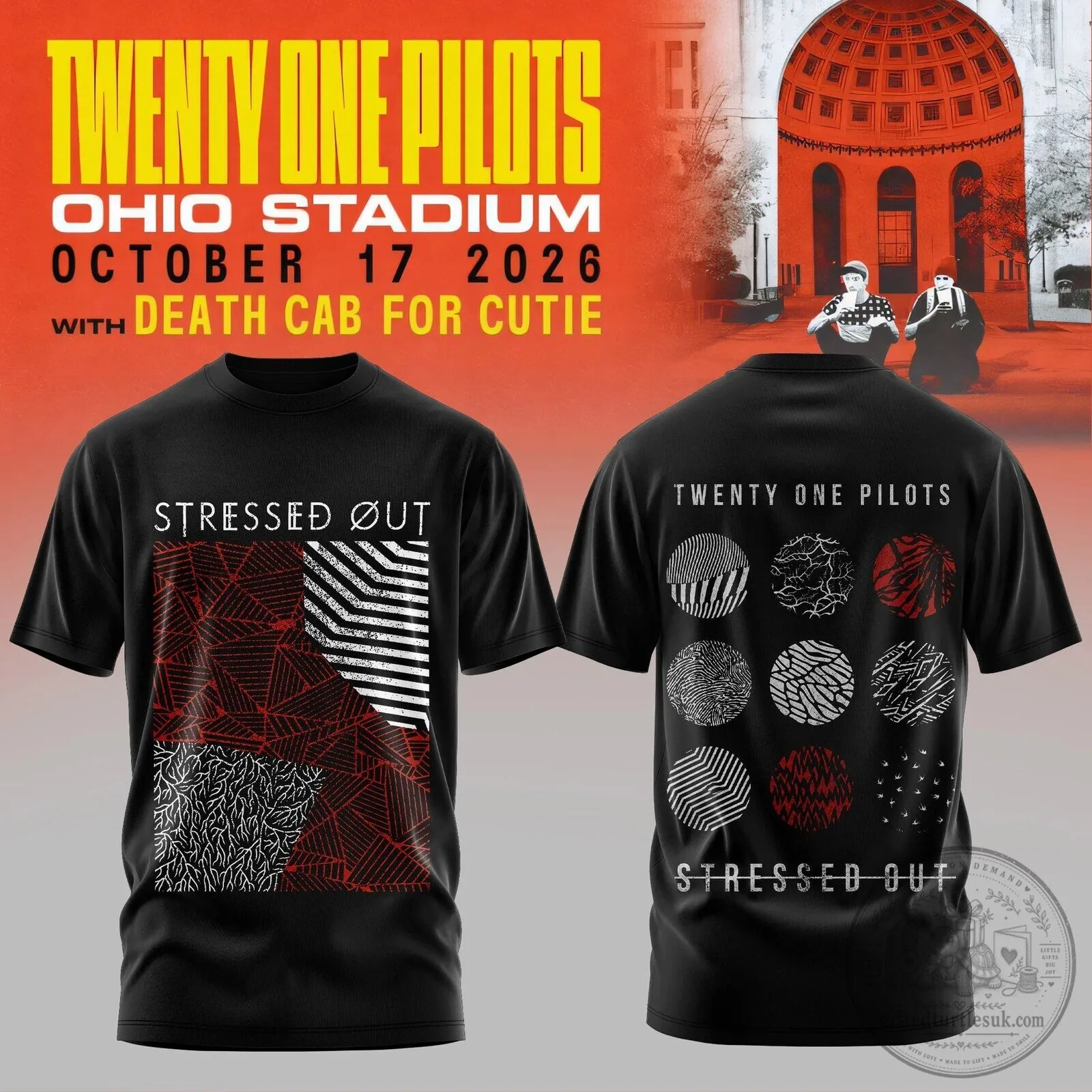 Twenty One Pilots Stressed Out Ohio Stadium Concert Black T-Shirt