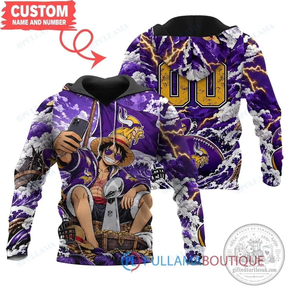 Minnesota Vikings Monkey D. Luffy One Piece Super Bowl Hoodie